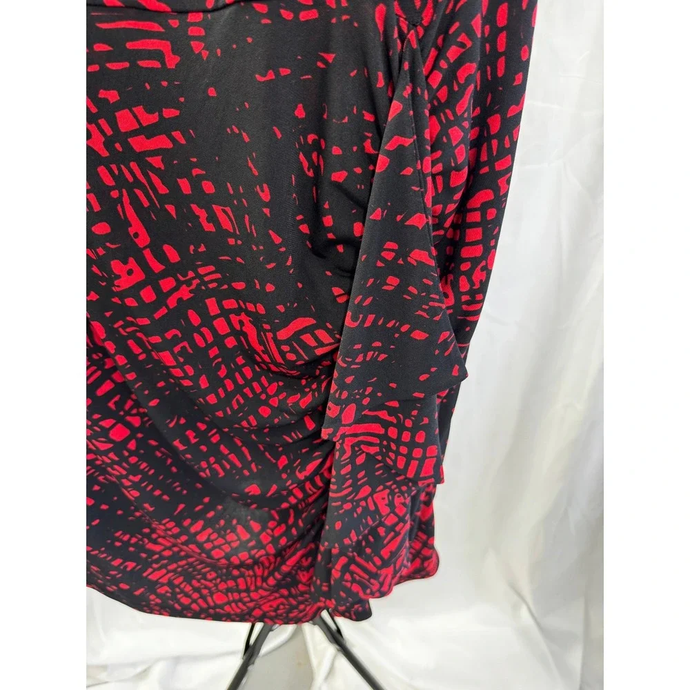 Lane Bryant Red Black Abstract Cowl Neck Sheath Office Dress Plus Sz 18/20